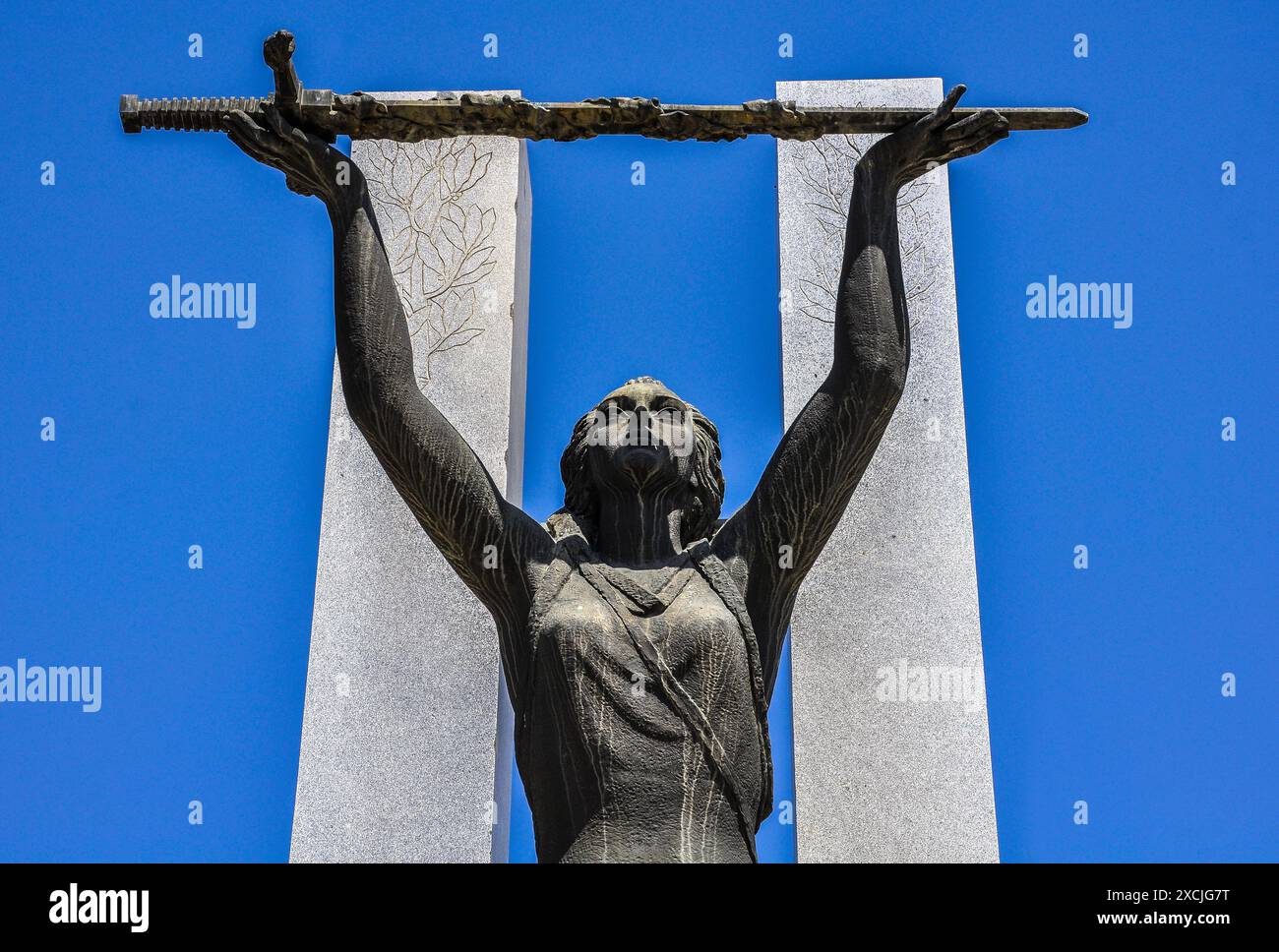 Resti del regime di Franco in Spagna: Dettaglio del Monumento alle gesta eroiche del Alcázar di Toledo, di Juan de Ávalos Foto Stock