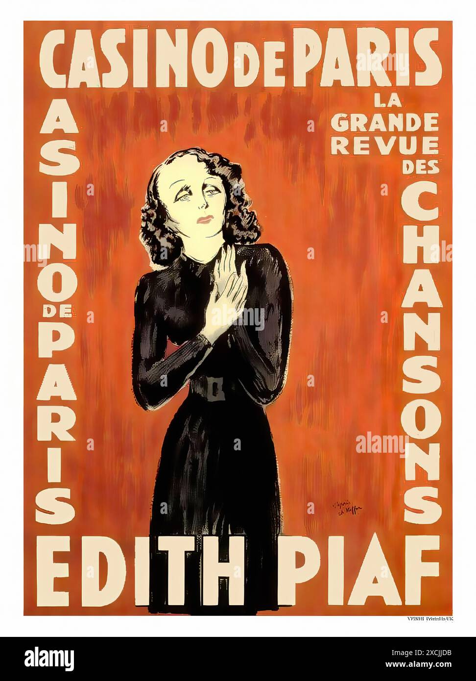 Casino de Paris, Edith Piaf, la grande Revue des Chansons. - Poster con stampa pubblicitaria d'epoca Foto Stock