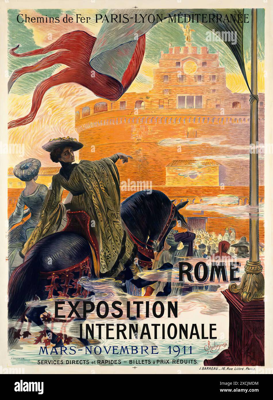 Roma, Exposition Internationale, PLM, 1911. - Poster di viaggio d'epoca Foto Stock