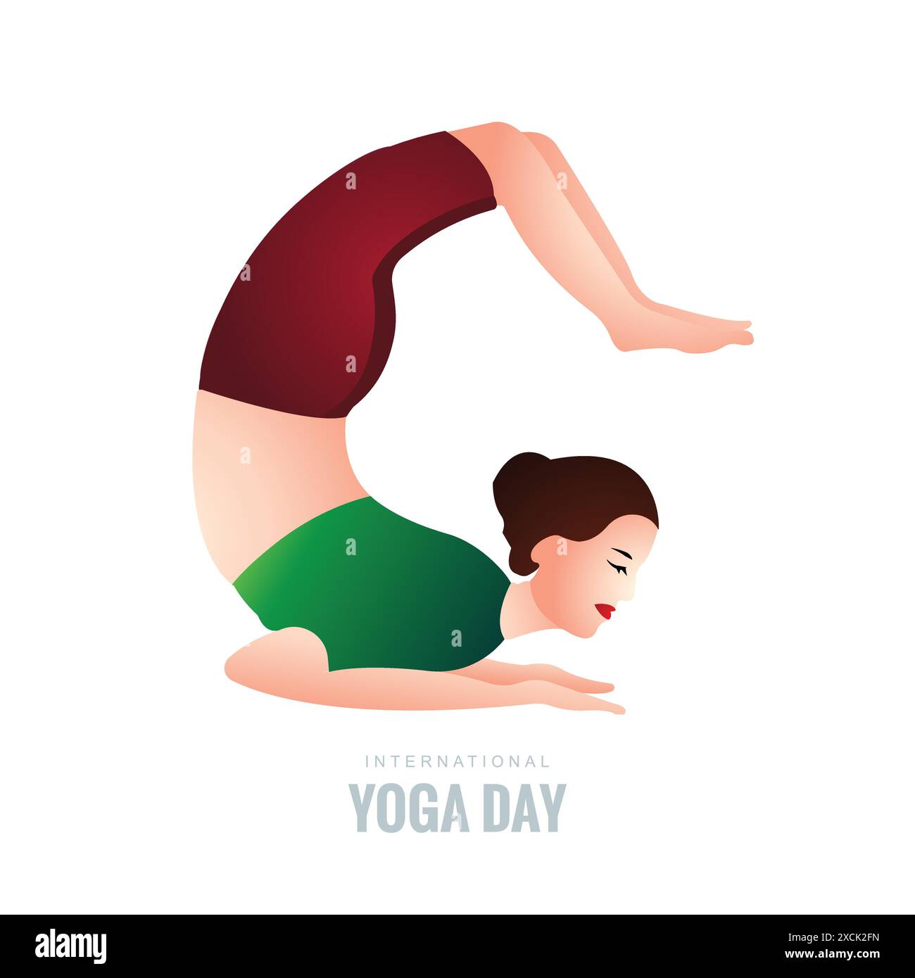 Illustrazione della giornata internazionale di yoga con una donna che fa il design della posa di yoga Illustrazione Vettoriale