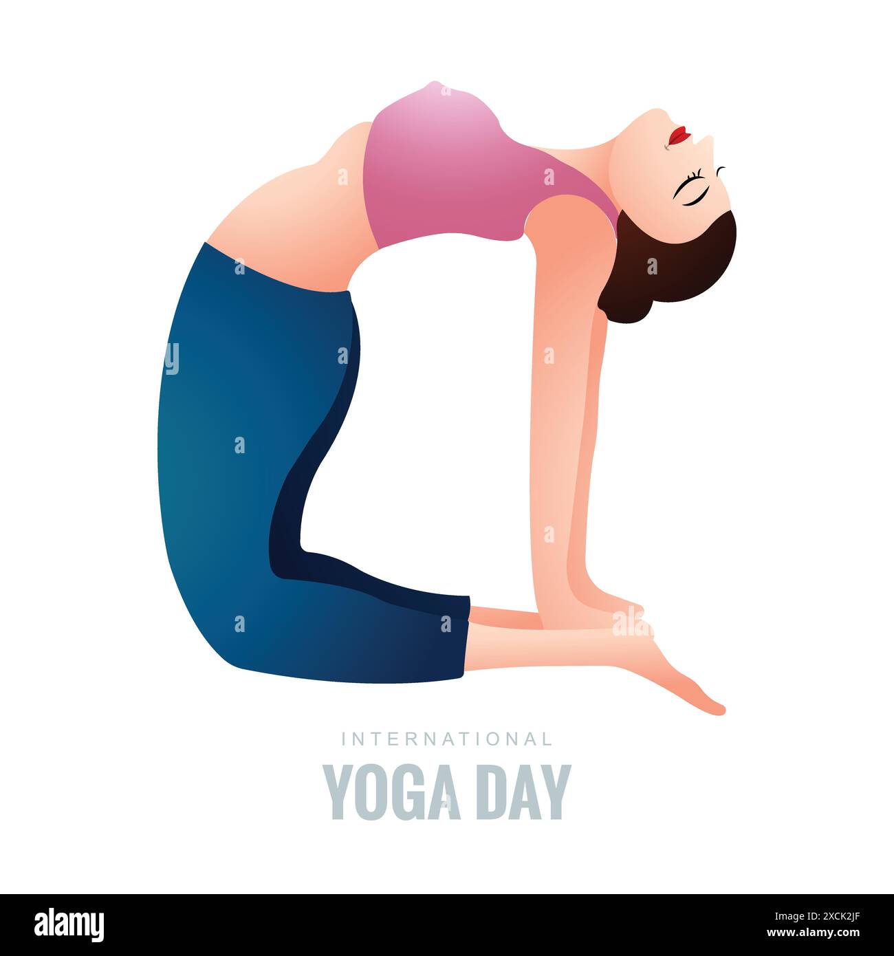 Illustrazione della giornata internazionale di yoga con una donna che fa il design della posa di yoga Illustrazione Vettoriale