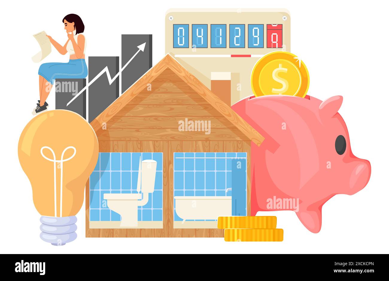 Aumento dei prezzi dei pagamenti comunali e aumento dei costi dei servizi pubblici Illustrazione Vettoriale