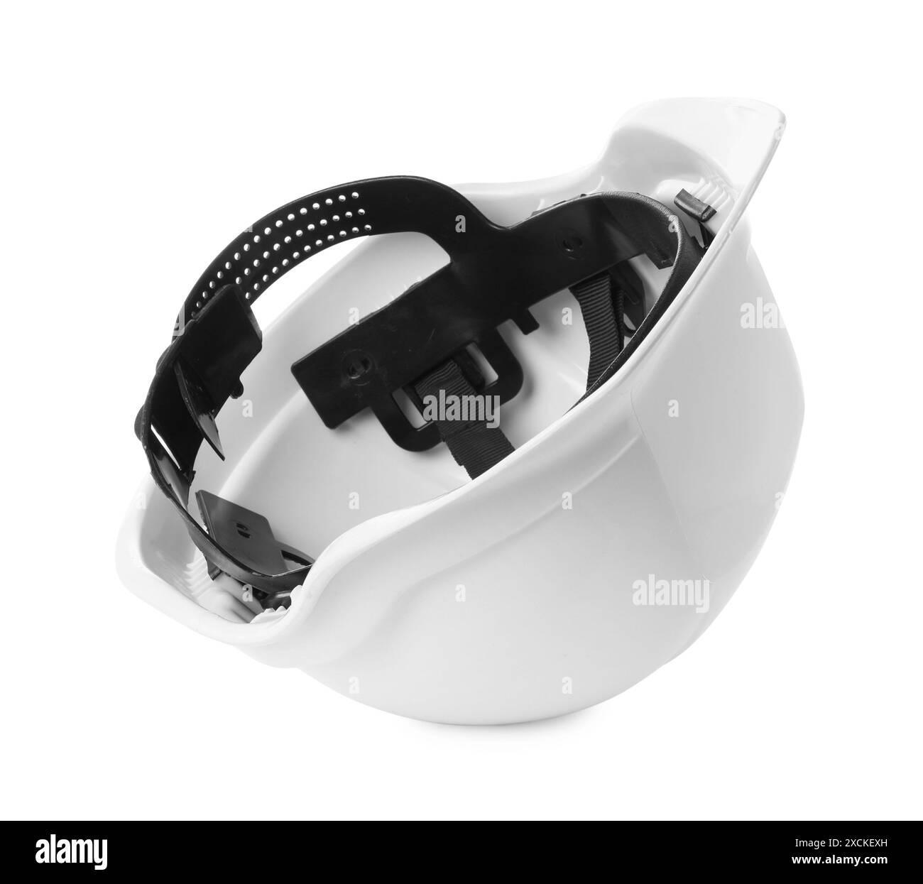 Elmetto isolato su bianco. Attrezzatura di sicurezza Foto Stock