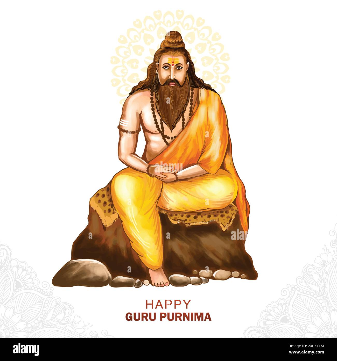 Guru purnima celebrazione biglietto di auguri sfondo Illustrazione Vettoriale