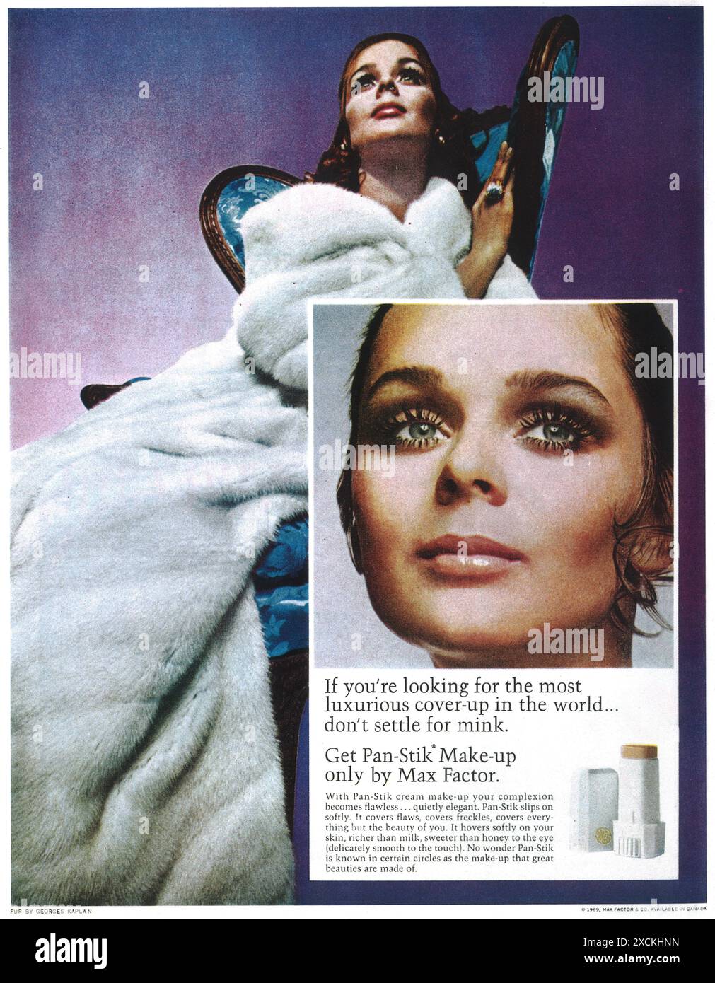 1969 Max Factor Pan-Stik Makeup ad Foto Stock