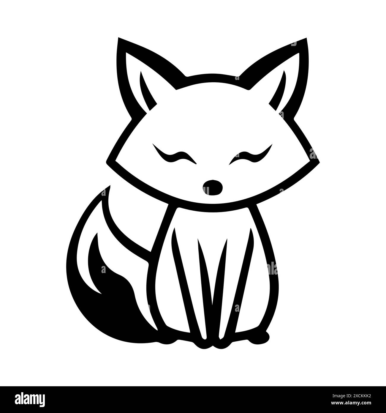 Logo Fox o icona linea moderna. Grafica a linee vettoriali e design a icone con un contorno audace. Bianco e nero simbolo minimalista Pixel Perfect per isolare lo sfondo bianco Illustrazione Vettoriale
