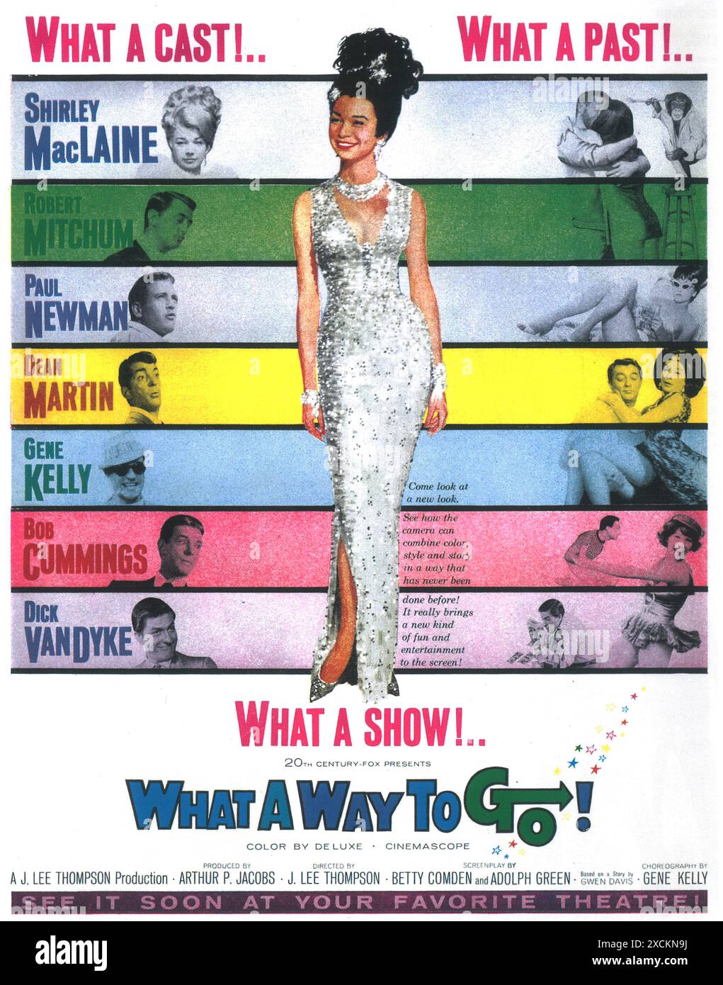 1964 che strada da percorrere! Poster del film, diretto da J. Lee Thompson e interpretato da Shirley MacLaine, Paul Newman, Robert Mitchum, Dean Martin Foto Stock