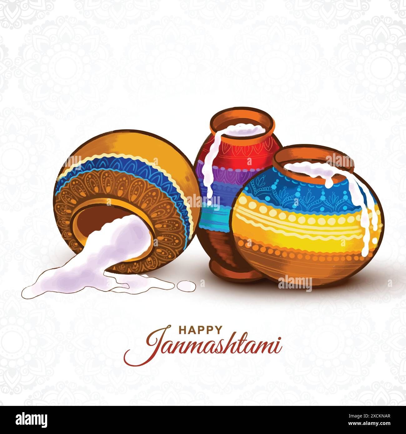 Festa indiana di janmashtami dahi handi festeggiamenti sfondo per le vacanze Illustrazione Vettoriale