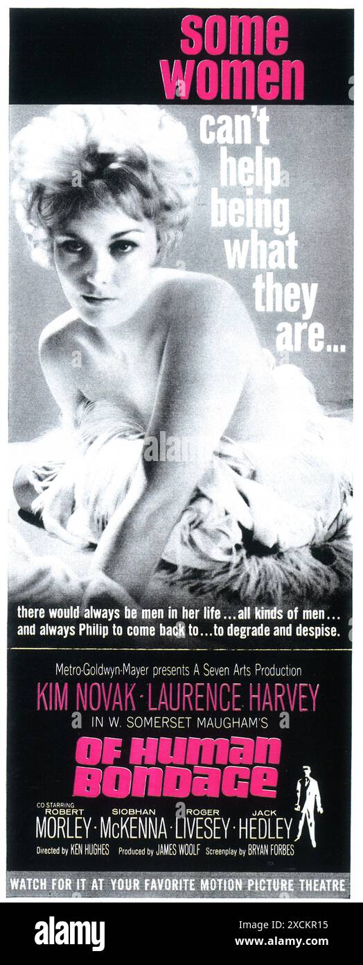 1964 of Human Bondage film poster, film drammatico britannico diretto da Ken Hughes con Kim Novak e Laurence Harvey Foto Stock