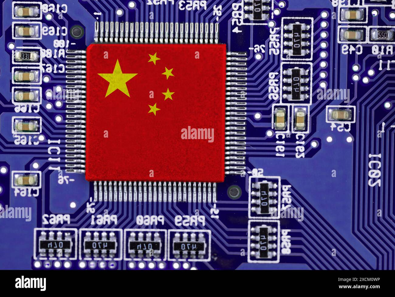 Concetto di dominio dell'industria cinese dei semiconduttori Foto Stock