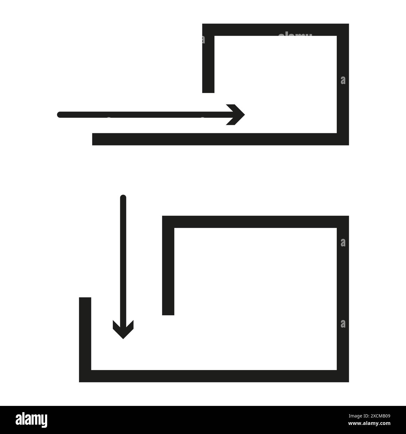 Icone di direzione delle frecce. Design nero minimalista. Semplice arte in linea. Pulire le forme geometriche. Illustrazione Vettoriale