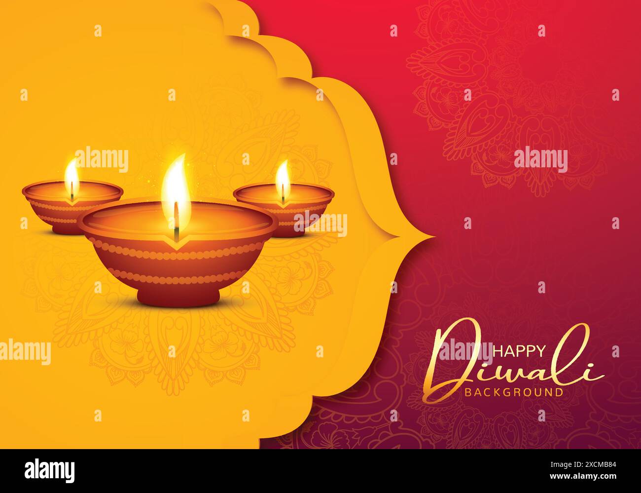 Bellissimo biglietto d'auguri diwali con sfondo brillante della lampada a olio diya Illustrazione Vettoriale