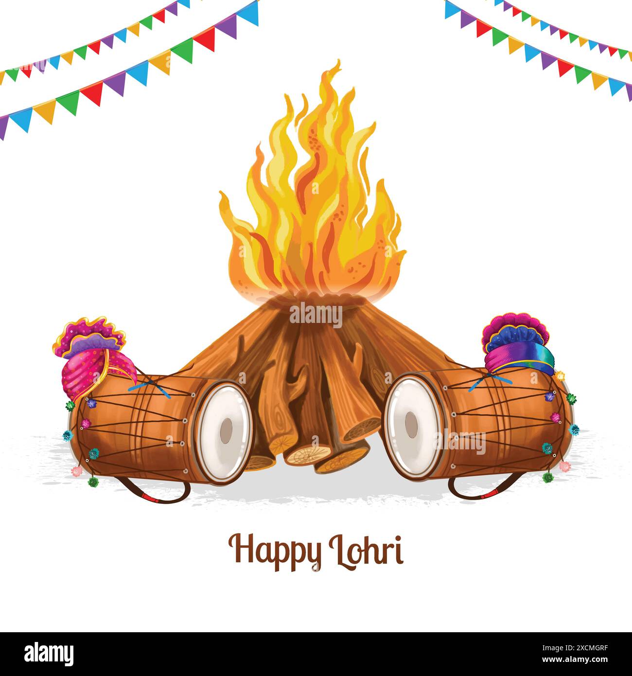 Festival Punjabi Happy lohri Holiday card background Illustrazione Vettoriale