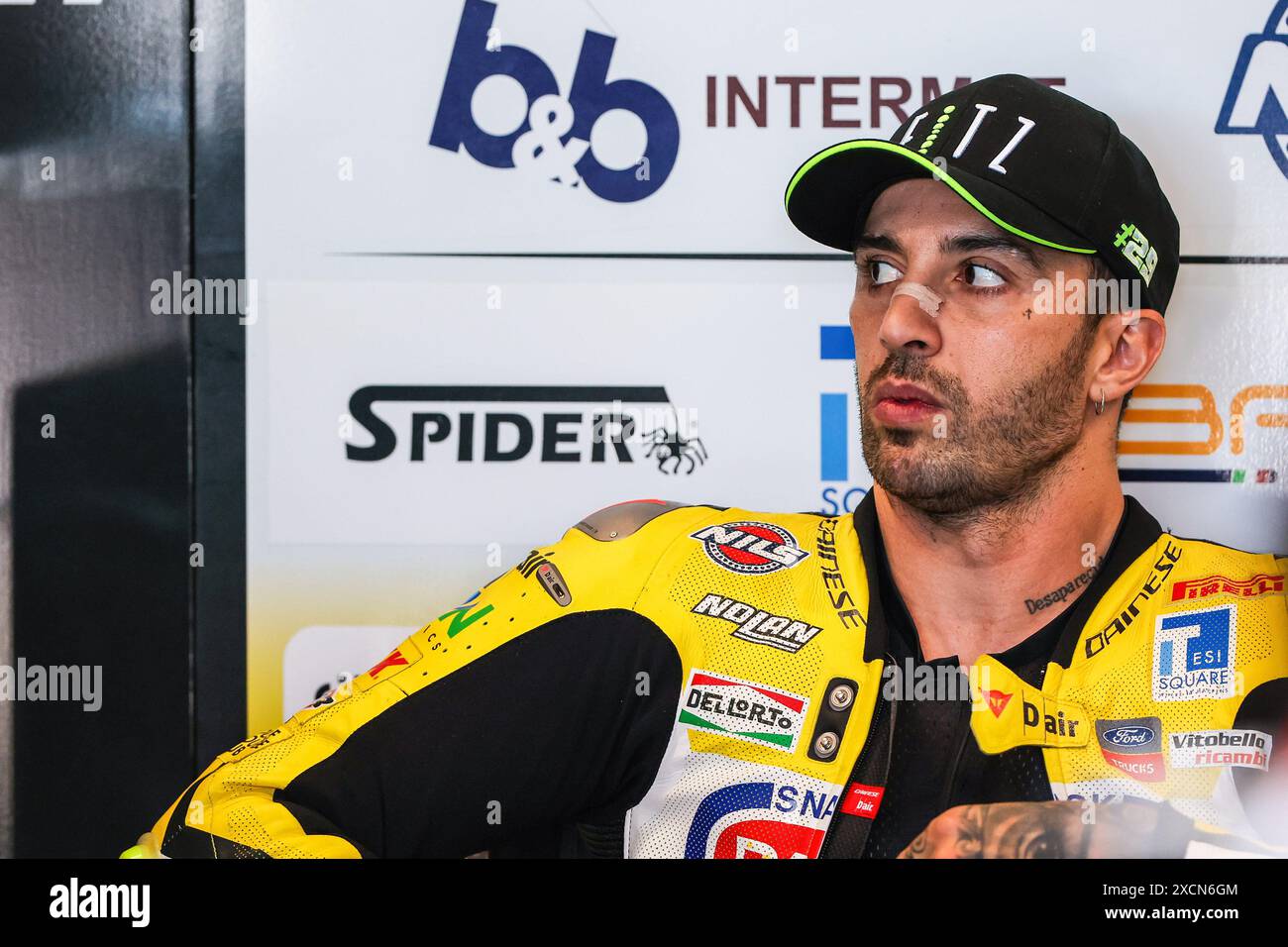 Misano Adriatico, Italia. 16 giugno 2024. Andrea Iannone del Team Goeleven con Ducati Panigale V4R visto durante il Campionato Mondiale FIM SBK Superbike Pirelli Emilia-Romagna Round - Box e Pit Lane al Misano World Circuit. Credito: SOPA Images Limited/Alamy Live News Foto Stock