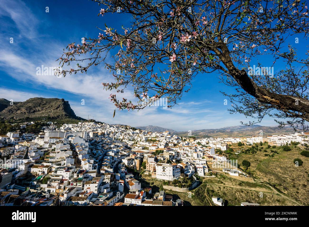 Vista del villaggio di Alora , Malaga, Andalusia, Spagna Foto Stock