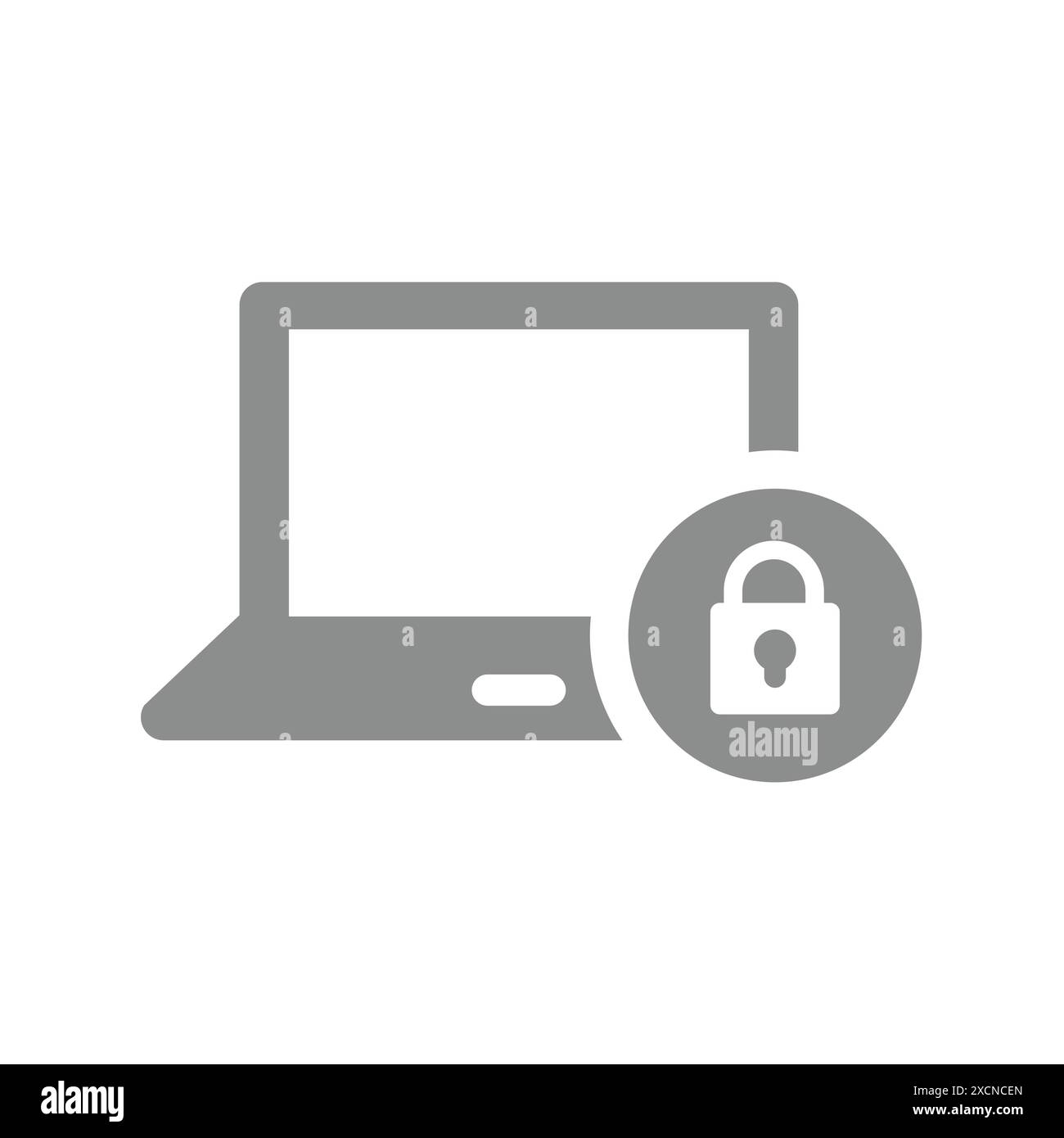 Laptop con icona vettoriale lucchetto. Accesso sicuro e limitato. Illustrazione Vettoriale