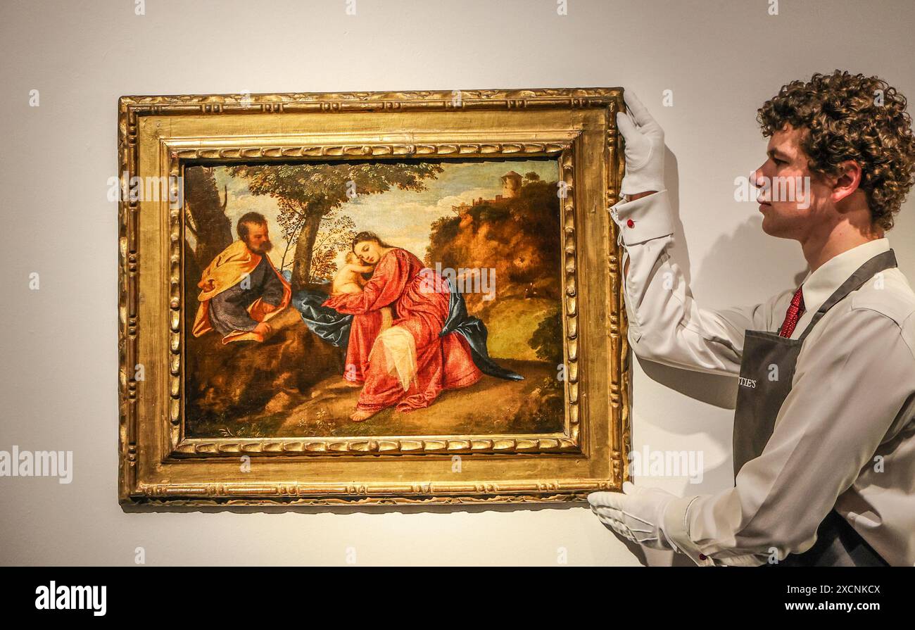 Christies London 18 giugno 2024 essendo stata di proprietà di duchi, arciduchi e imperatori del Sacro Romano Impero, fu saccheggiata da Napoleone e rubata alla fine del XX secolo  offerto da Lord Bath e dai fiduciari Longleat come parte della loro strategia di investimento a lungo termine, condurrà la vendita di Christie's Old Masters Part i a Londra il 2 luglio 2024. Prezzo stimato: £15.000.000 - 25.000.000. Crediti: Paul Quezada-Neiman/Alamy Live News Foto Stock