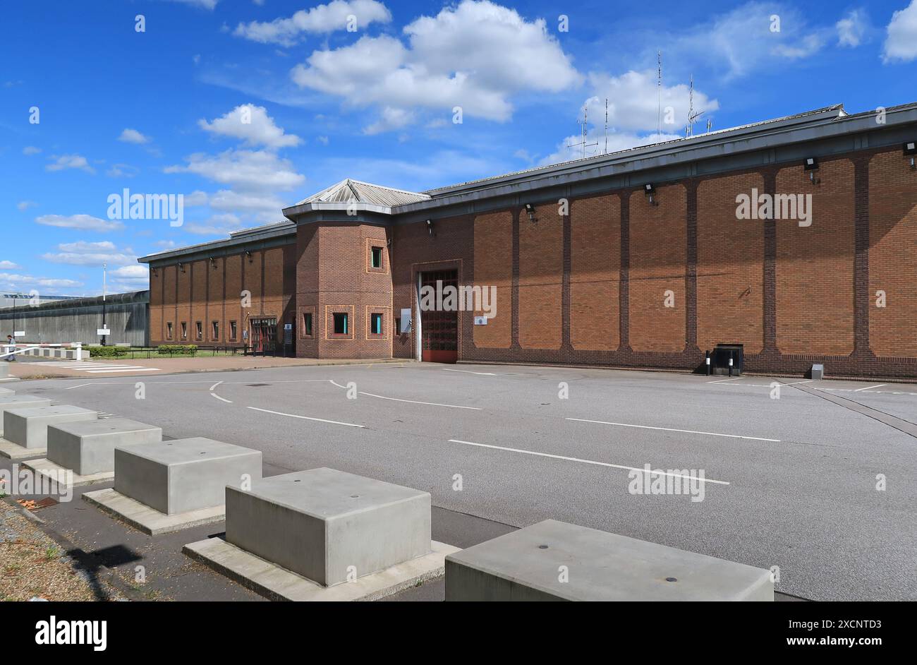Ingresso principale al carcere di sicurezza Belmarsh nel sud-est di Londra, Regno Unito. Una catagoria "A' mens Prison che ospita i più pericolosi criminali del Regno Unito. Foto Stock
