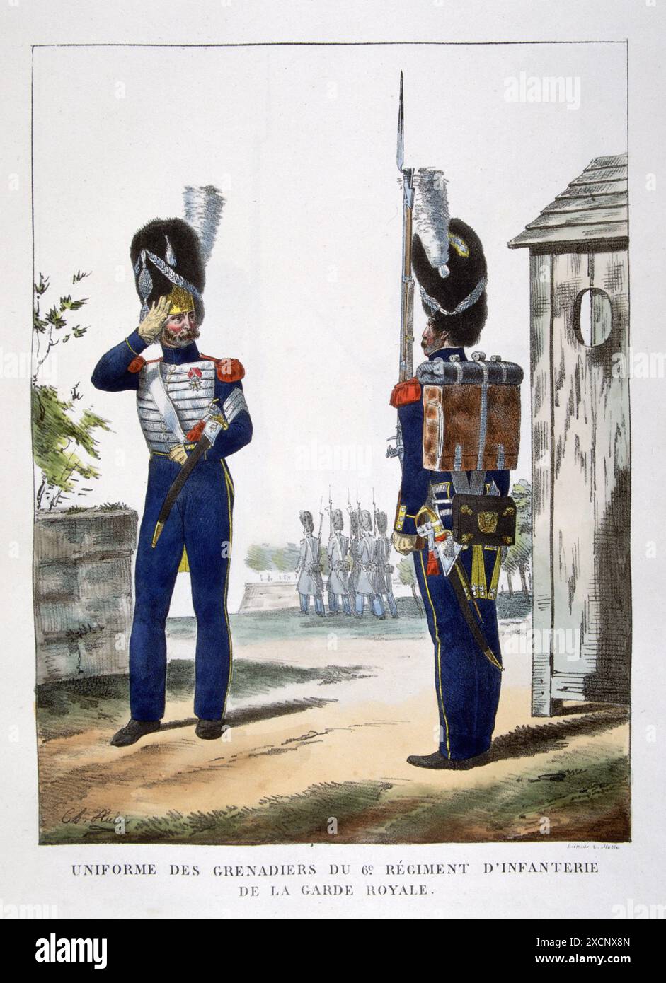 Xix secolo della cavalleria francese dalla guardia reale in uniforme circa 1823 Foto Stock