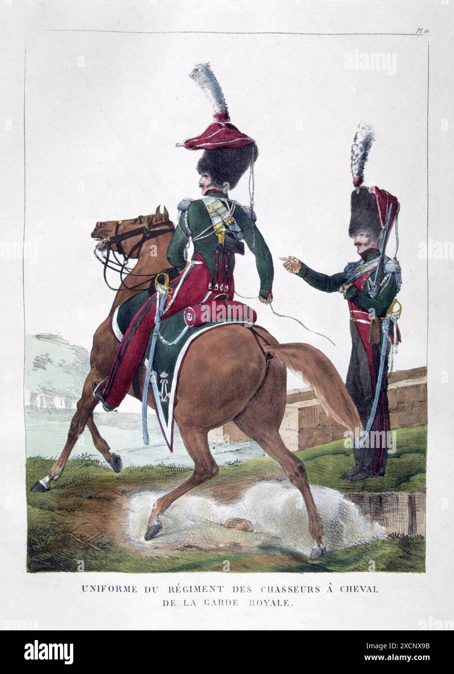 Xix secolo della cavalleria francese dalla guardia reale in uniforme circa 1823 Foto Stock