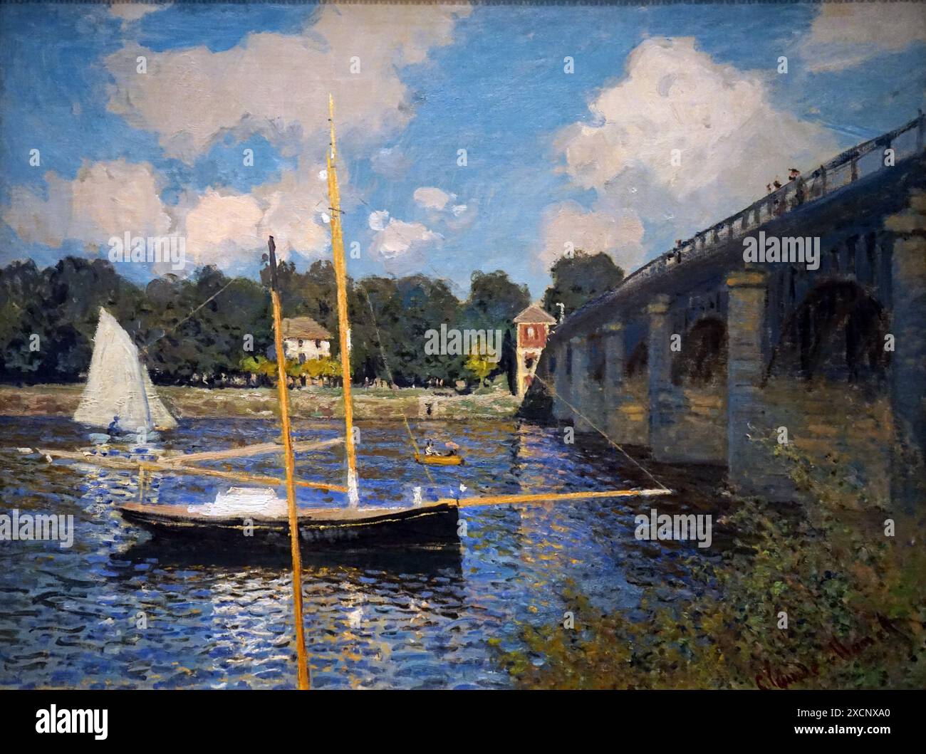 Pittura intitolata 'Il ponte di Argenteuil' di Claude Monet (1840-1926) un francese di pittore impressionista. Datata del XIX secolo Foto Stock