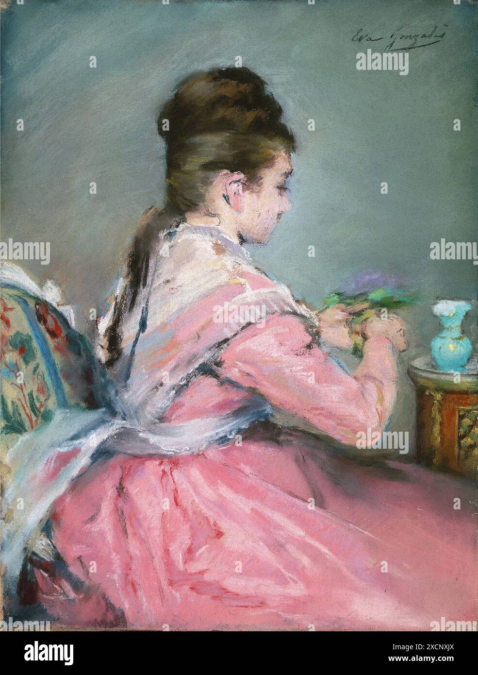 Eva Gonzalès (1847-1883) French School The Bouquet of Violets ca. 1877-1878 pastello su carta tessuta (25,1 x 19,1 cm) New York, Metropolitan Museum Foto Stock