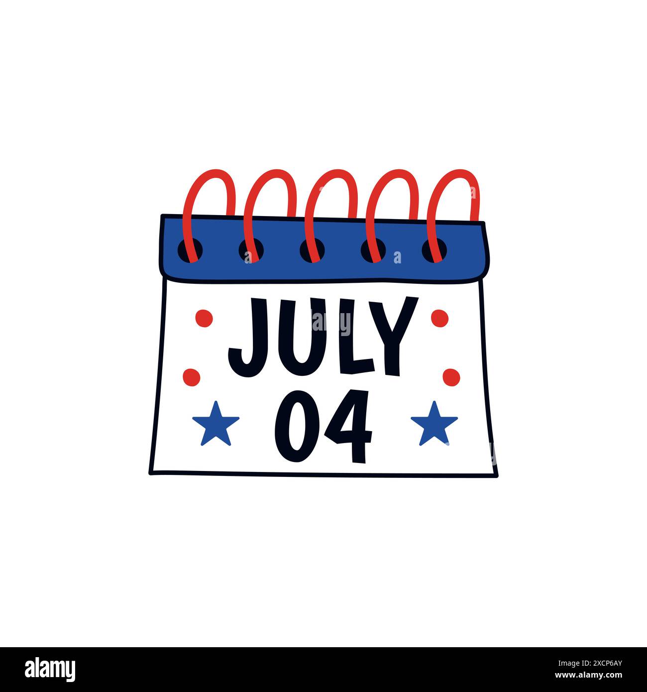 Elemento 4 luglio. Simbolo e icona dell'America Independence Day - calendario. Grafica nazionale americana in stile piatto. Vettore stock. Illustrazione Vettoriale