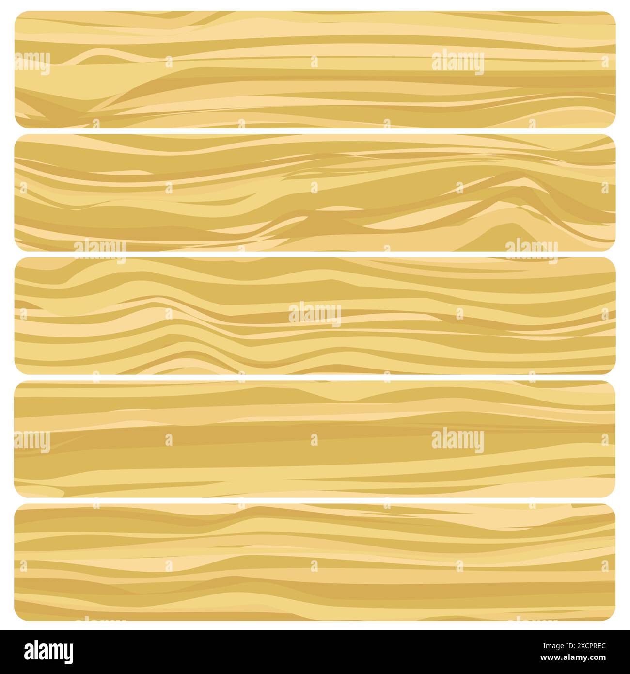 Cinque tavole di legno. Struttura in legno astratto vettoriale con design piatto. Illustrazione Vettoriale