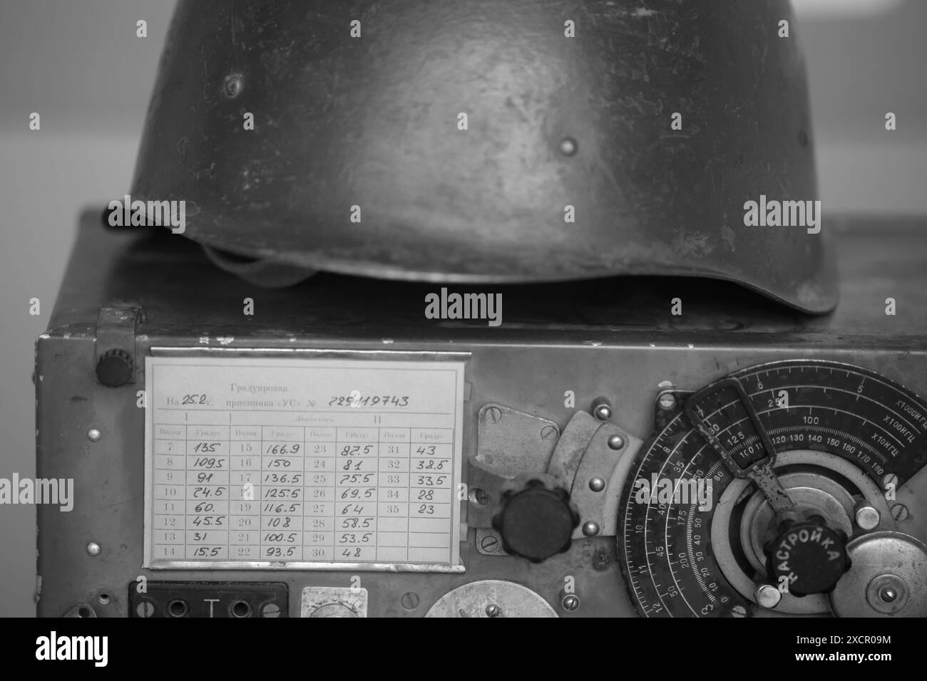 Radio militare dell'URSS durante la seconda guerra mondiale. Oggetti storici dell'epoca dell'Unione Sovietica - Mosca, Russia, 12 giugno 2024 Foto Stock