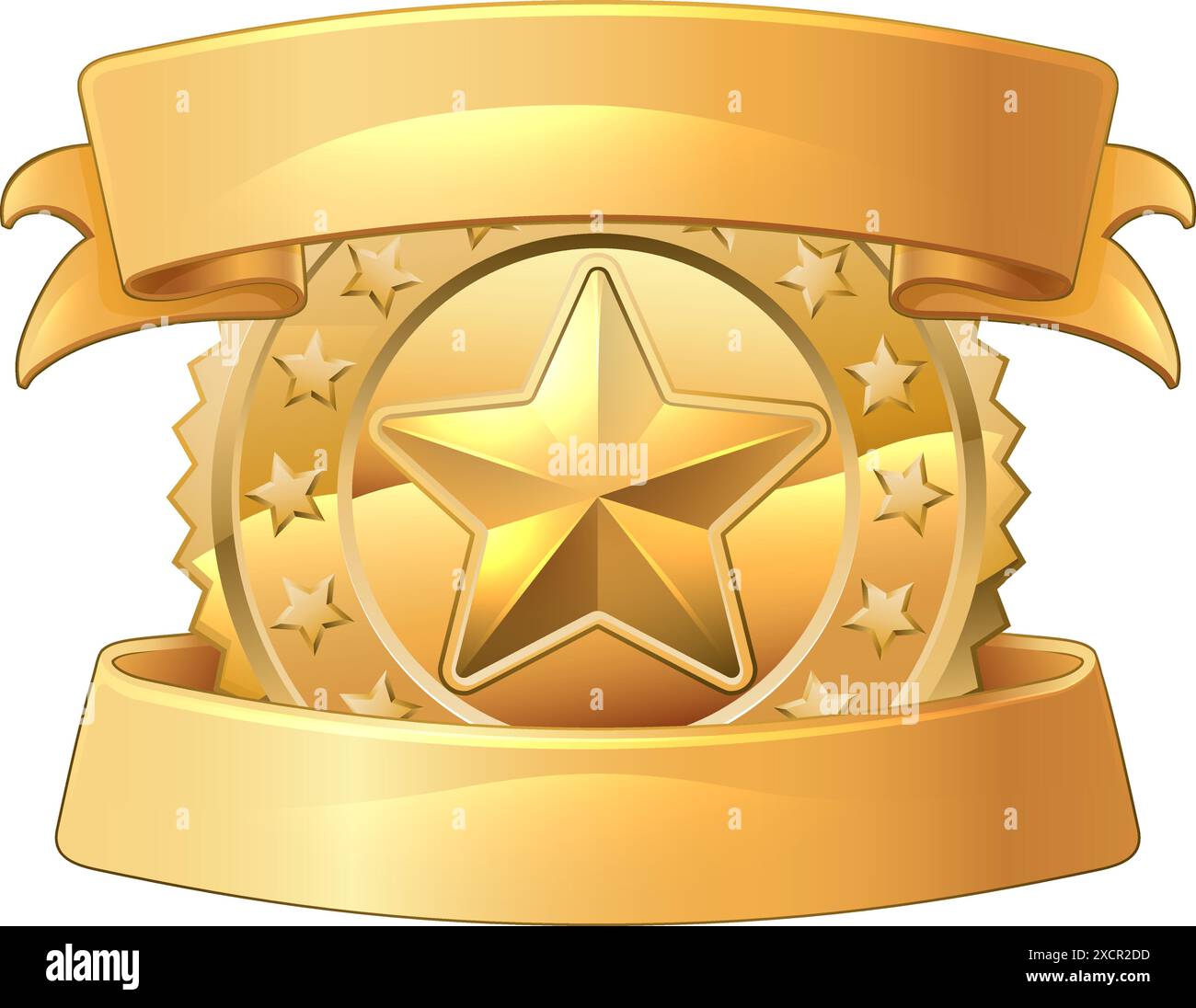 Icona del distintivo Gold Star Shiny Medal Symbol Award Illustrazione Vettoriale
