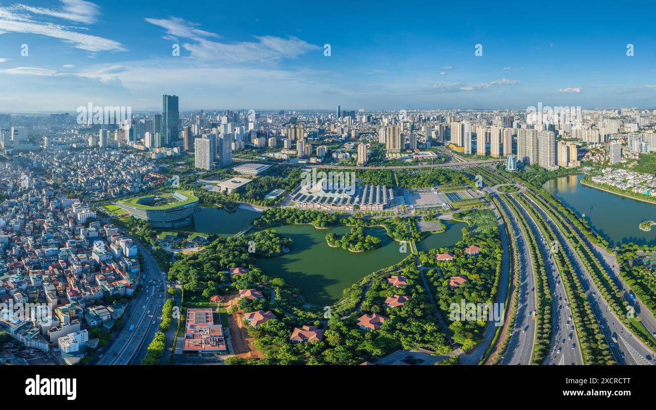 Vista aerea dello skyline della città di Hanoi, circonvallazione 3 Pham Hung Street Foto Stock