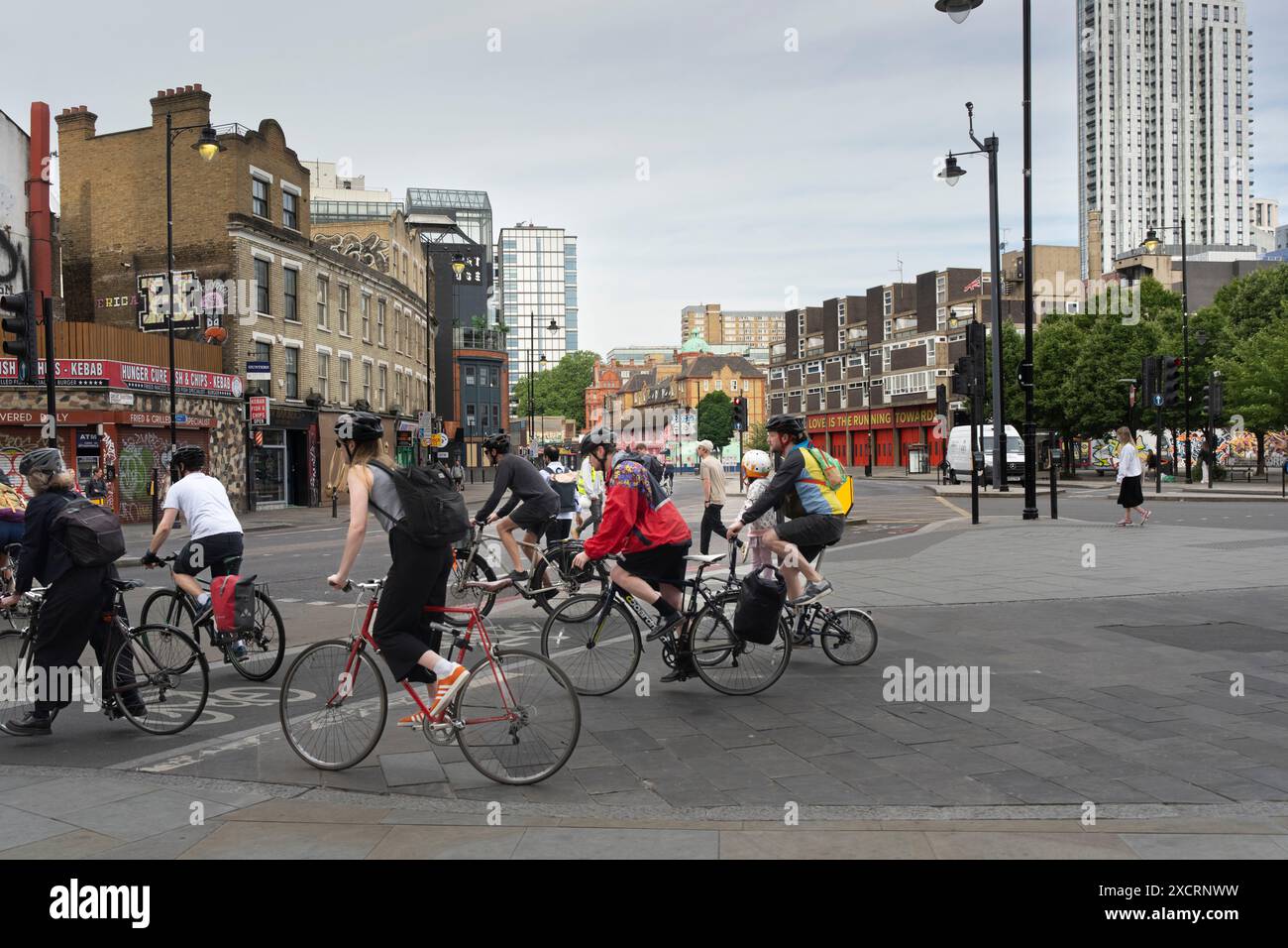 Ore di punta mattutine di Old Street Foto Stock