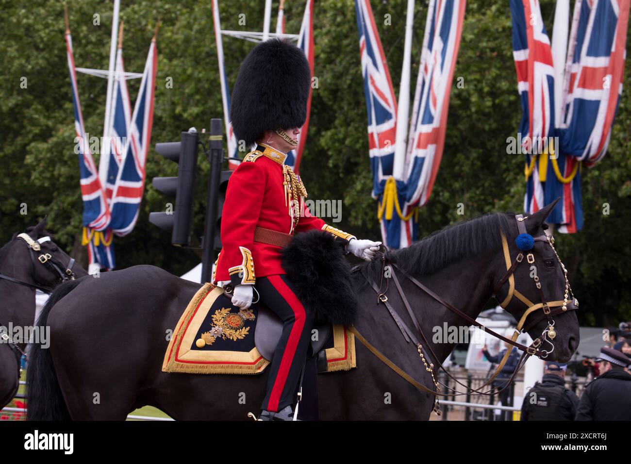 Tenente colonnello Grenadier Guards leader della Parade Trooping the Colour Color The Mall London 2024 Foto Stock