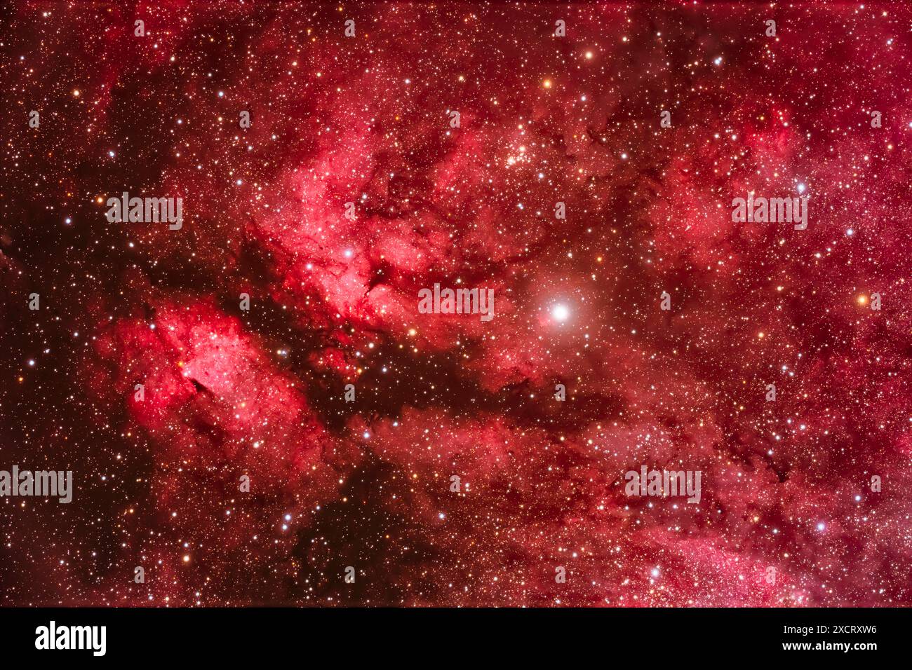 Questo è il complesso di nebulosità intorno alla stella gamma Cygni, nota anche come Sadr, nel centro di Cygnus, ed etichettato IC 1318 o Nebulosa farfalla. Gli indizi stellari Foto Stock