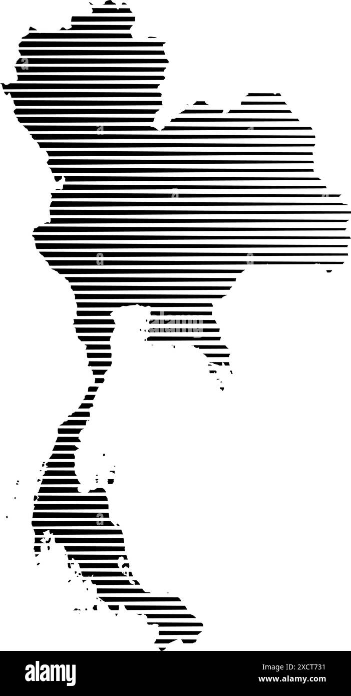 Mappa della Thailandia con un'illustrazione vettoriale con motivo a righe Illustrazione Vettoriale