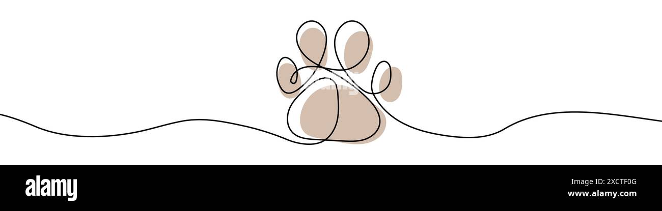 Disegno continuo modificabile di impronta animale . Disegno su una linea dell'icona dell'impronta animale. Illustrazione vettoriale. Icona dell'impronta animale in un solo li Illustrazione Vettoriale