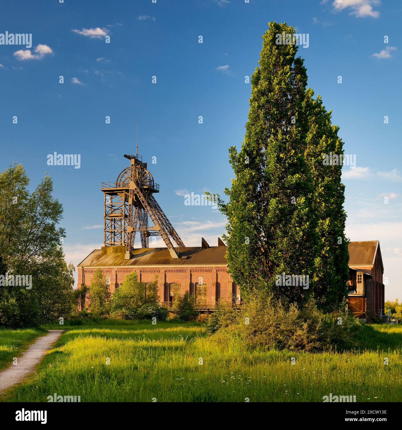 Parco Gneisenau con sala macchine e Tomson Bock Pithead, Germania, Renania settentrionale-Vestfalia, Ruhr area, Dortmund Foto Stock