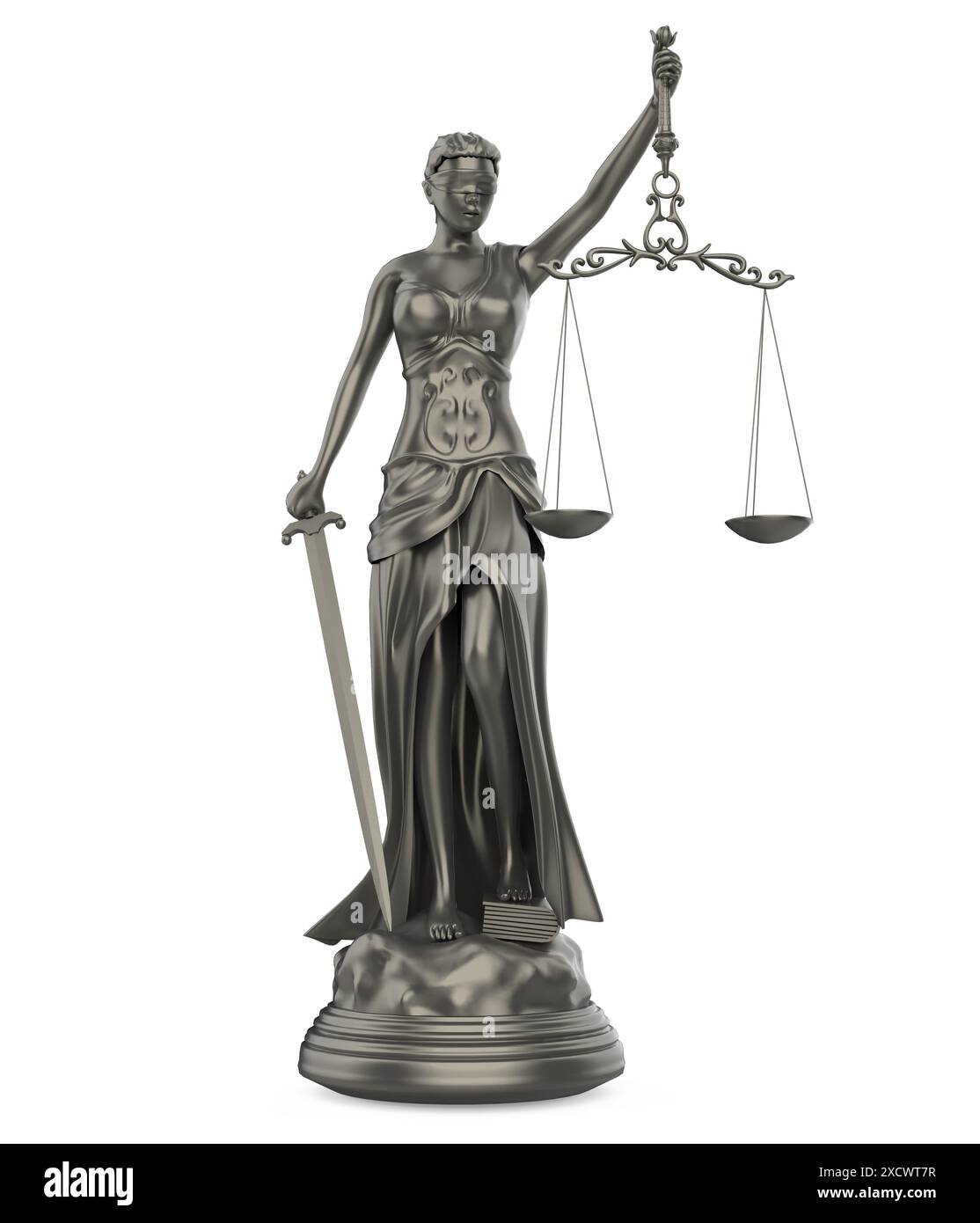 Lady Justice THEMIS Statua isolata Foto Stock