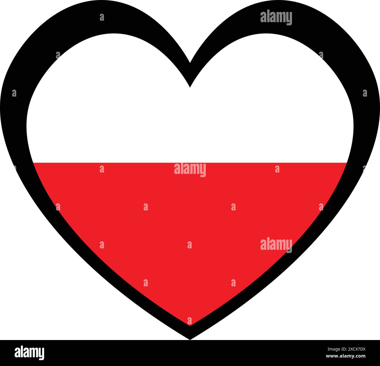 Un'illustrazione di un'icona a forma di cuore raffigurante la bandiera della Polonia, che simboleggia l'amore e l'orgoglio per la Polonia Illustrazione Vettoriale