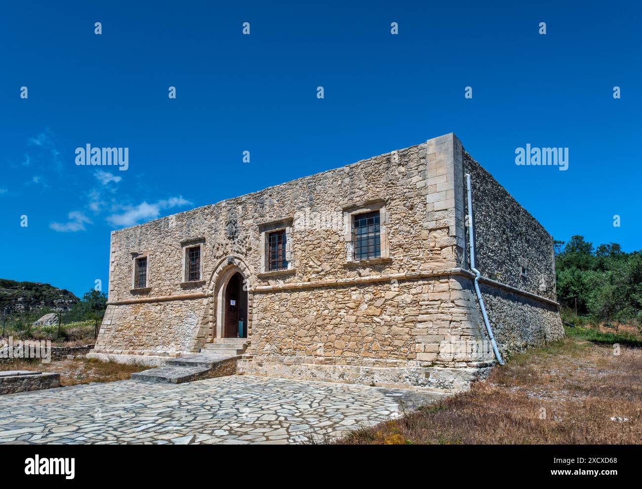 Villa de mezzo, Villa veneziana del XVI secolo, stile rinascimentale, vicino al villaggio di Etia, vicino a Lithines, catena montuosa Thrypti, Creta Orientale, Grecia Foto Stock