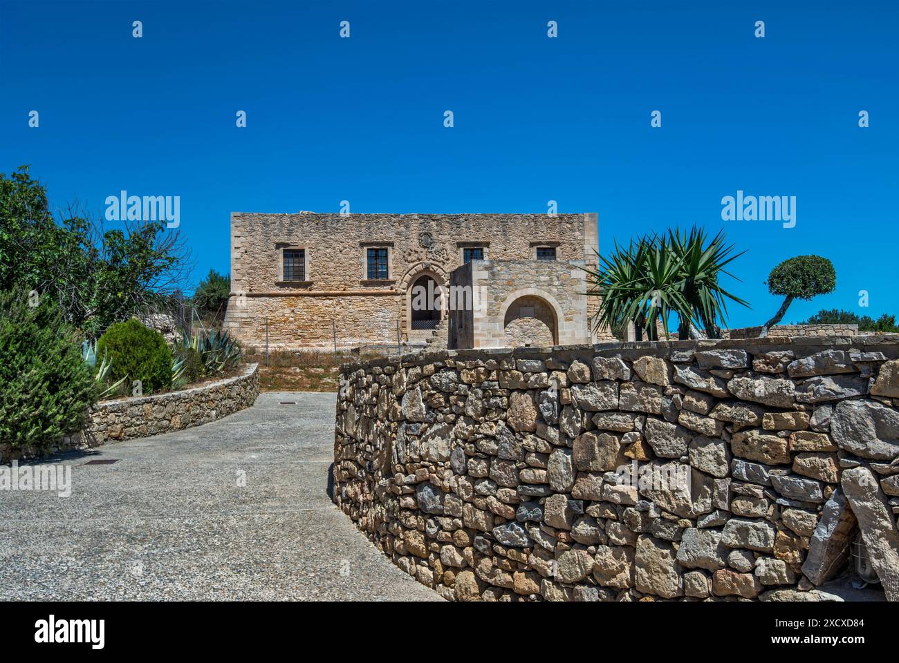 Villa de mezzo, Villa veneziana del XVI secolo, stile rinascimentale, vicino al villaggio di Etia, vicino a Lithines, catena montuosa Thrypti, Creta Orientale, Grecia Foto Stock