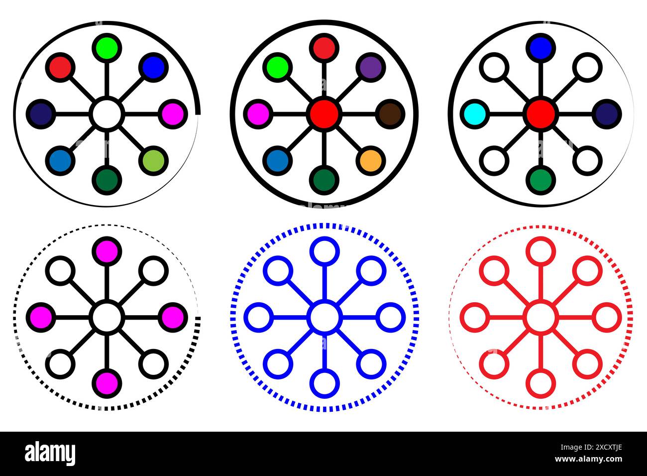 Simbolo della fodera sottile omnicanale, simbolo del contorno multicanale per dispositivi mobili e Web. Illustrazione Vettoriale