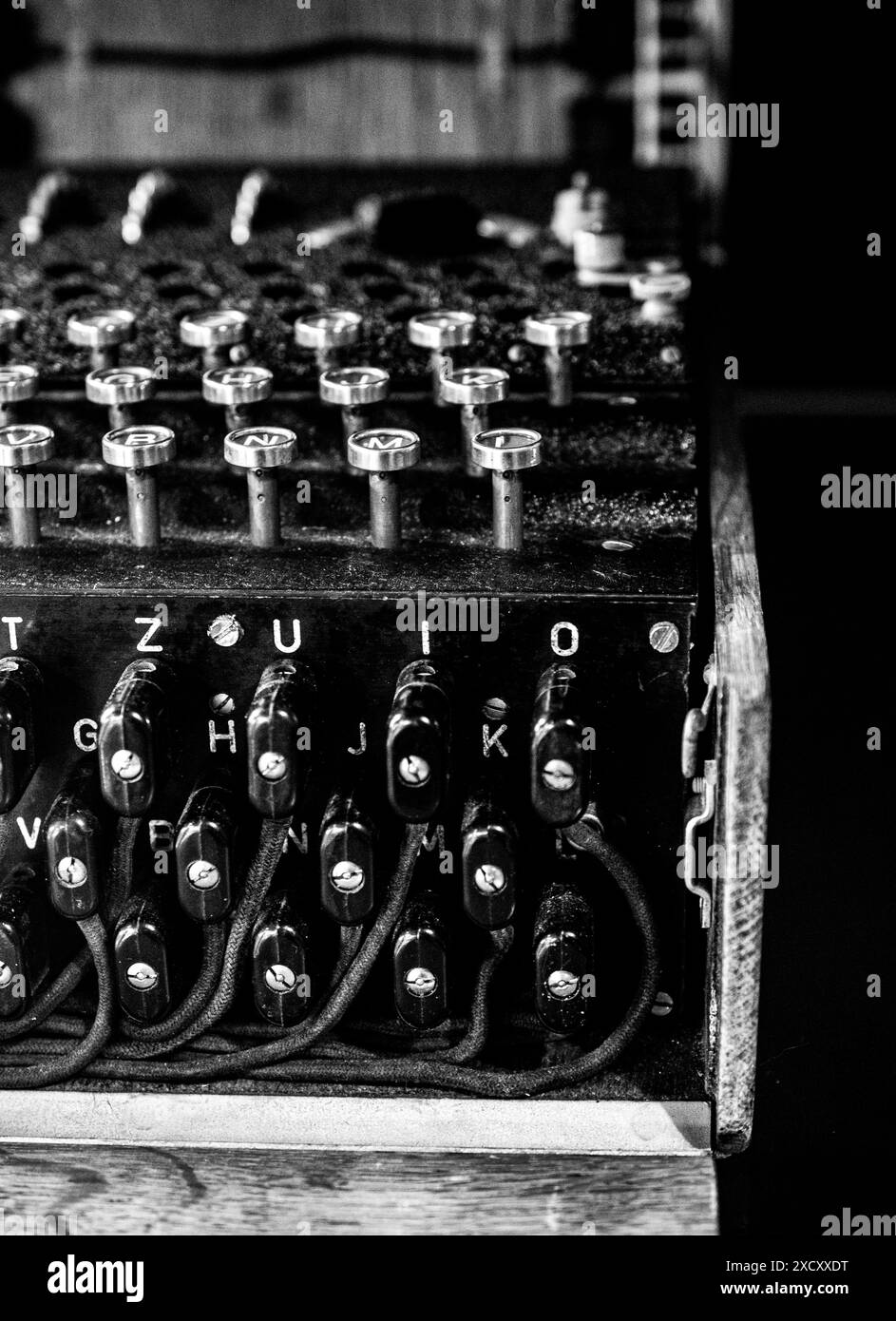 Macchina tedesca "Enigma" della seconda guerra mondiale a Bletchley Park. Foto Stock