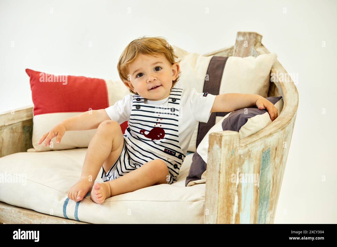 Bambino 1-2 anni, Baby, Accessori Sailor, Studio fotografico Foto Stock