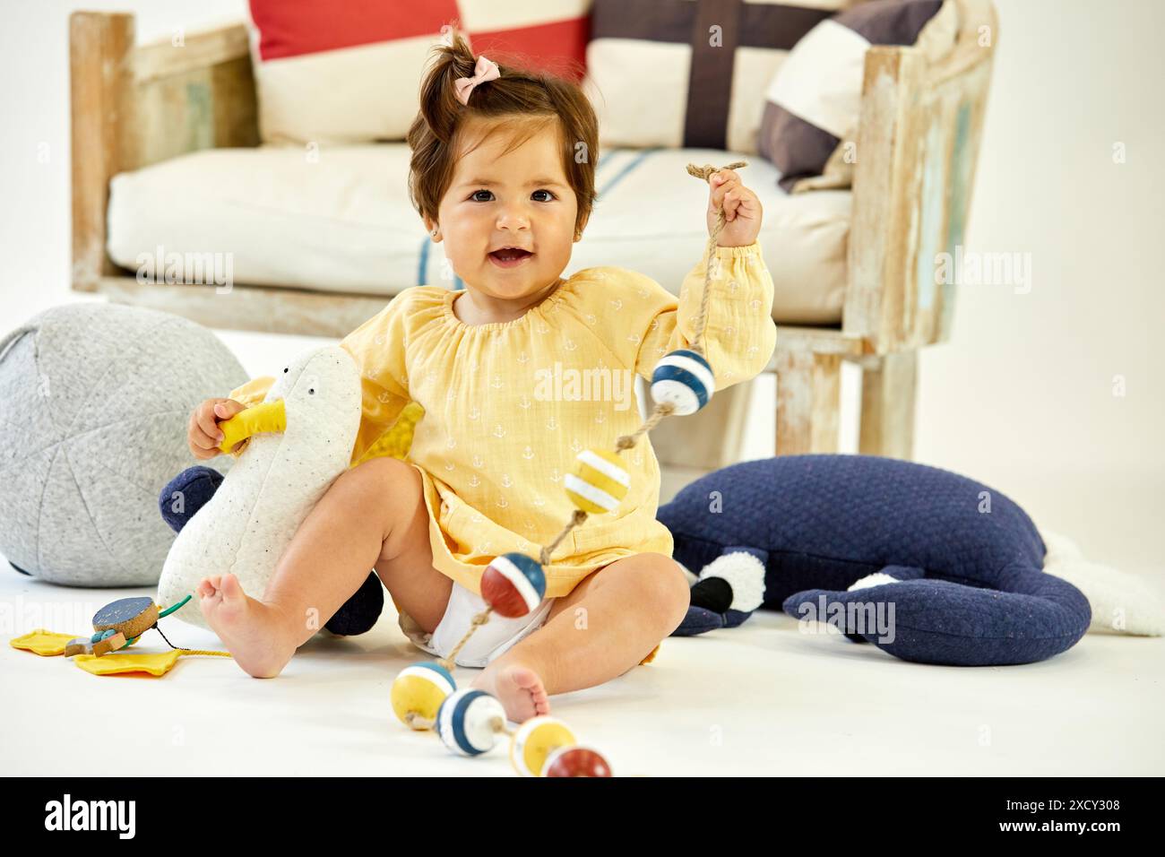 Ragazza 1-2 anni, Baby, Accessori Sailor, Studio fotografia Foto Stock
