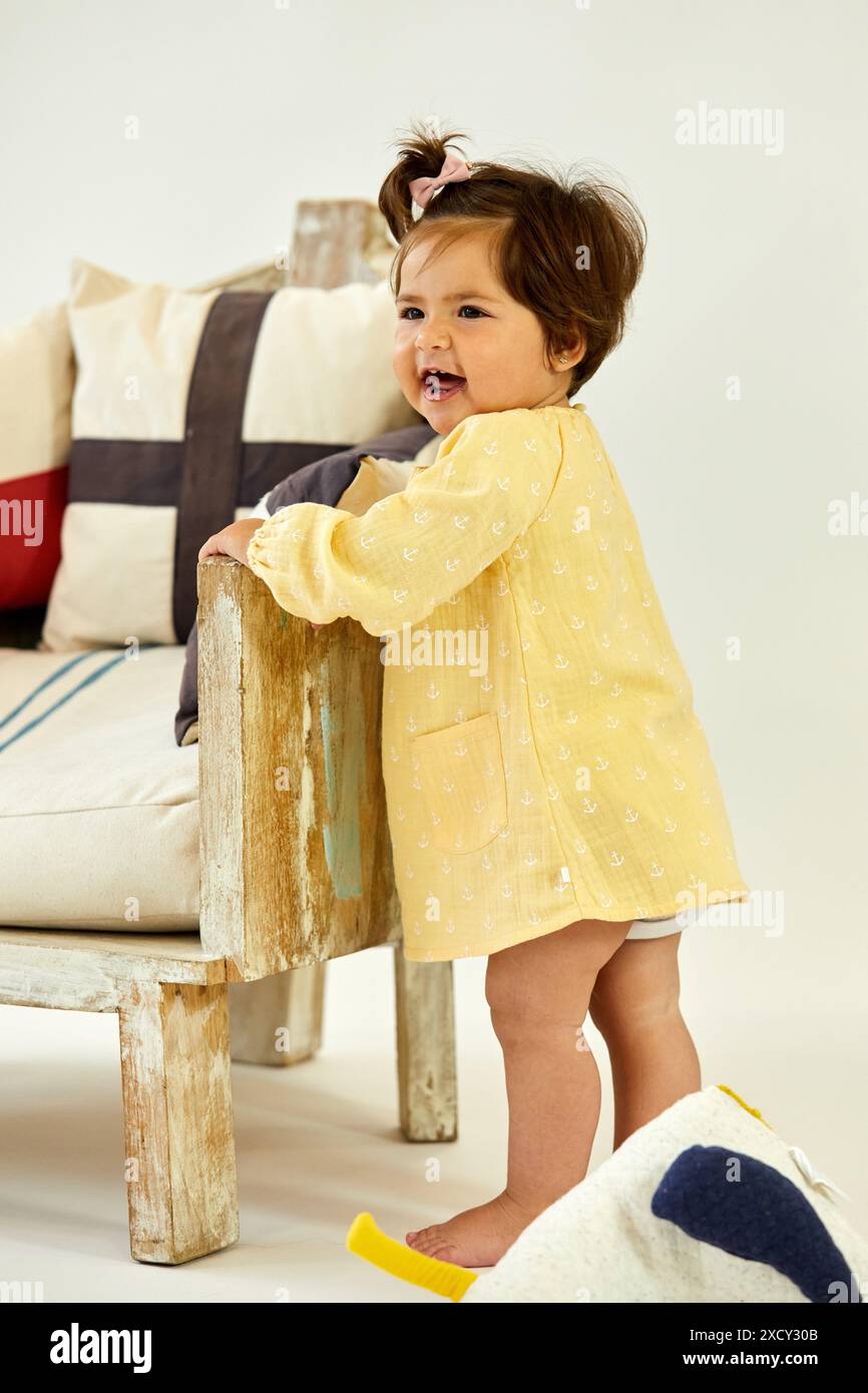 Ragazza 1-2 anni, Baby, Accessori Sailor, Studio fotografia Foto Stock