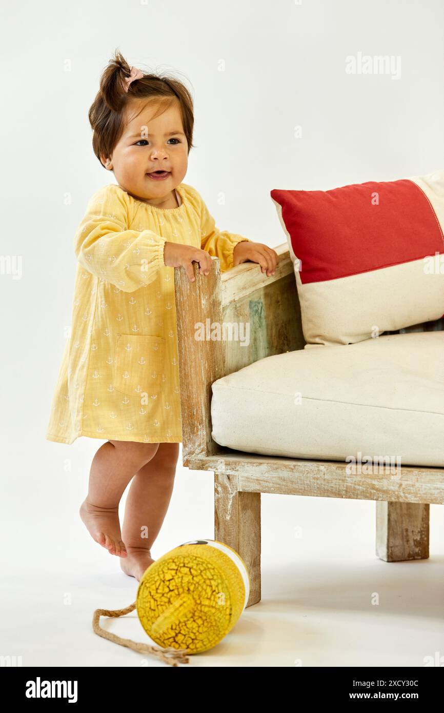Ragazza 1-2 anni, Baby, Accessori Sailor, Studio fotografia Foto Stock