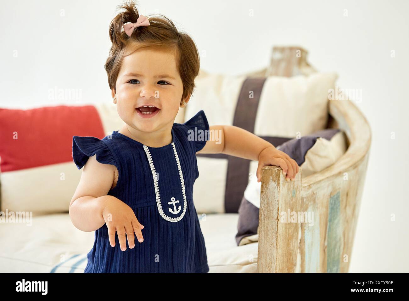 Ragazza 1-2 anni, Baby, Accessori Sailor, Studio fotografia Foto Stock