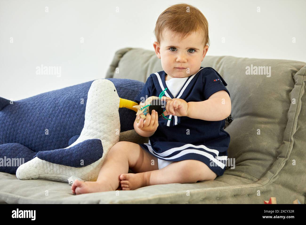 Ragazza 1-2 anni, Baby, Accessori Sailor, Studio fotografia Foto Stock