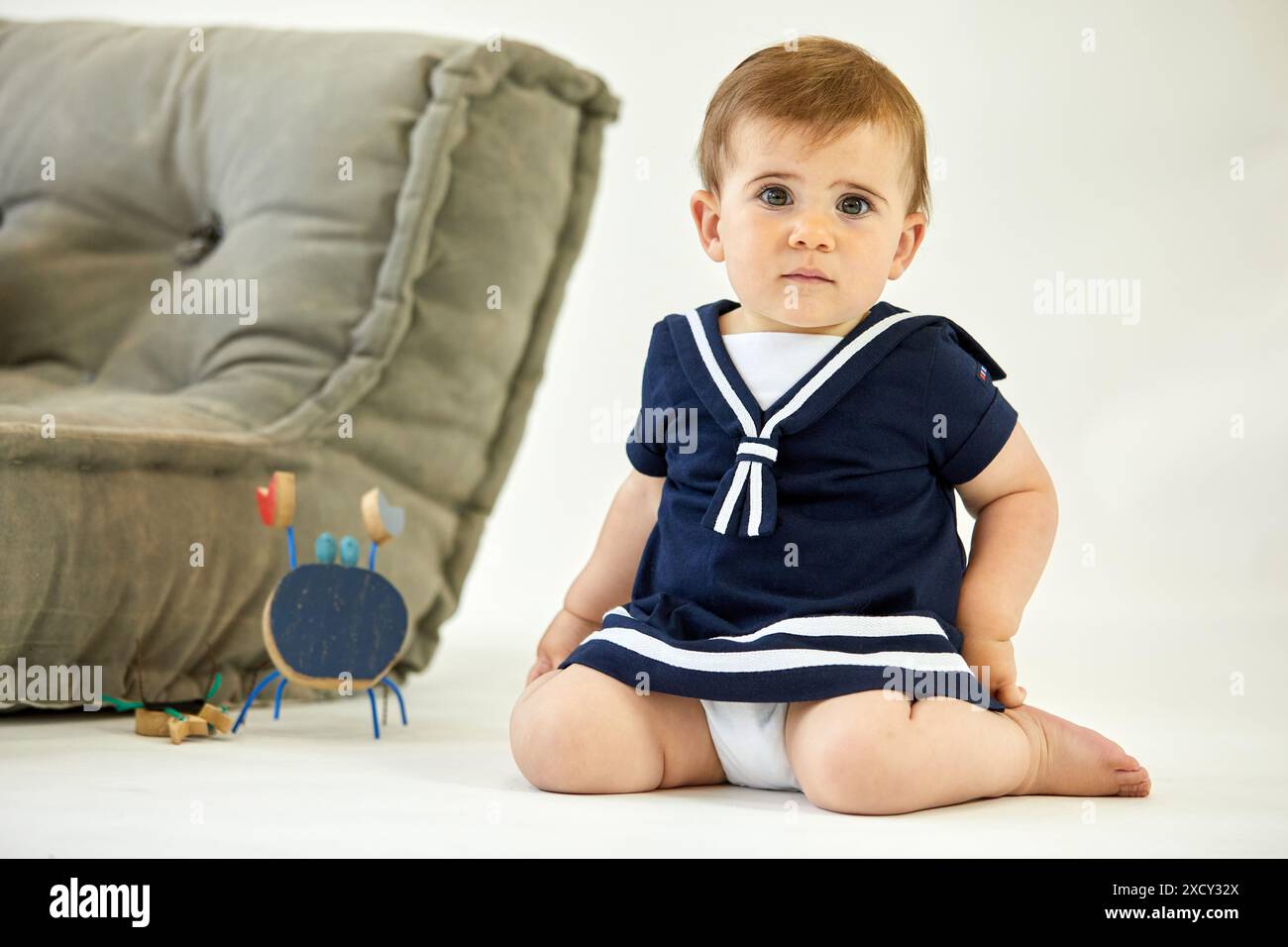 Ragazza 1-2 anni, Baby, Accessori Sailor, Studio fotografia Foto Stock